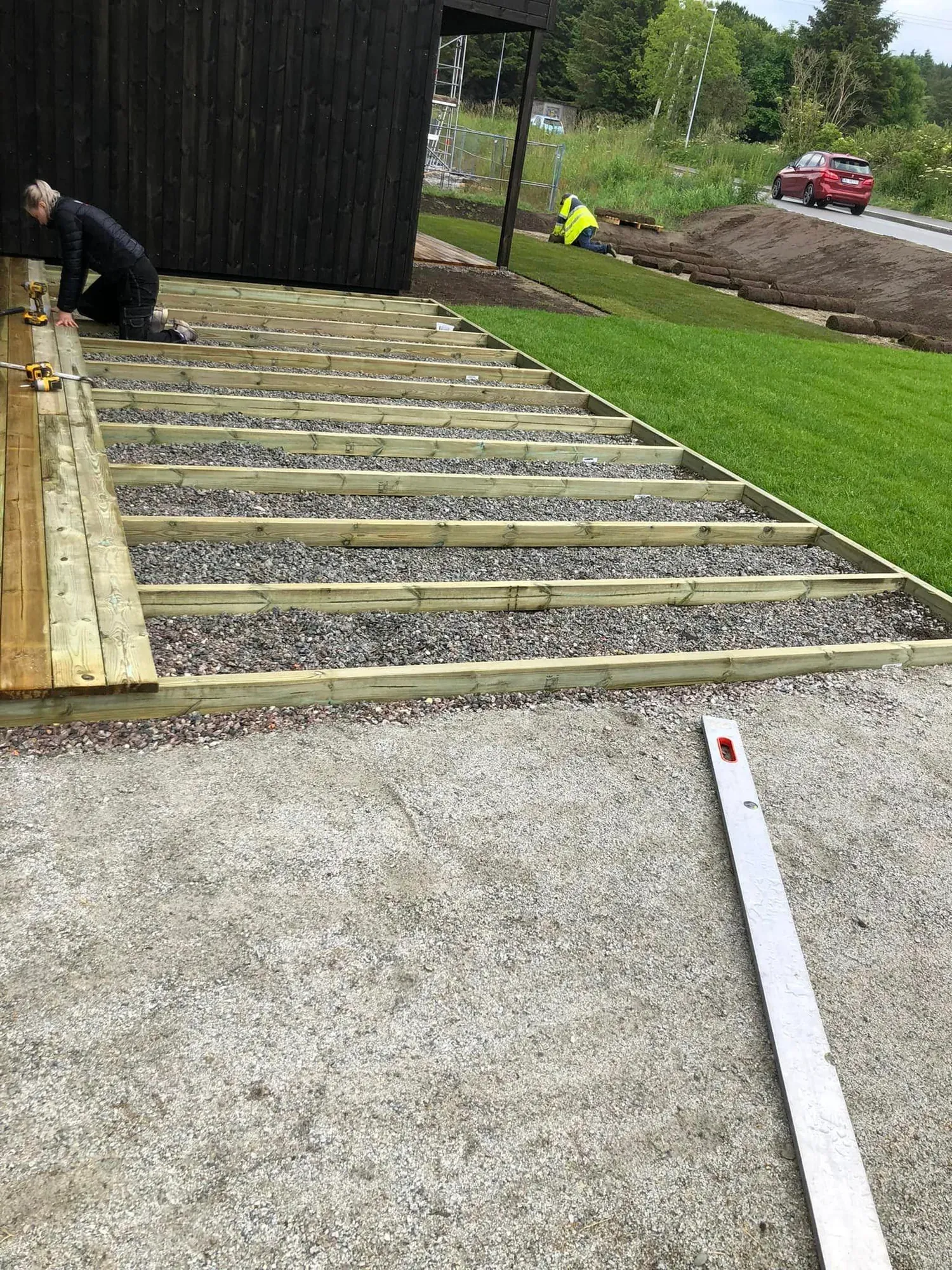 Underlag og bjelkelag for terrasseprosjekt.